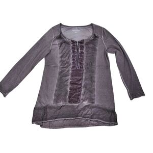 SOFT SURROUNDINGS Women's Medium Nicola Tunic Velvet Burnout Long Sleeve Purple
